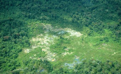 Mining site in Kahuzi Biega National Park in eastern Democratic Republic of Congo.